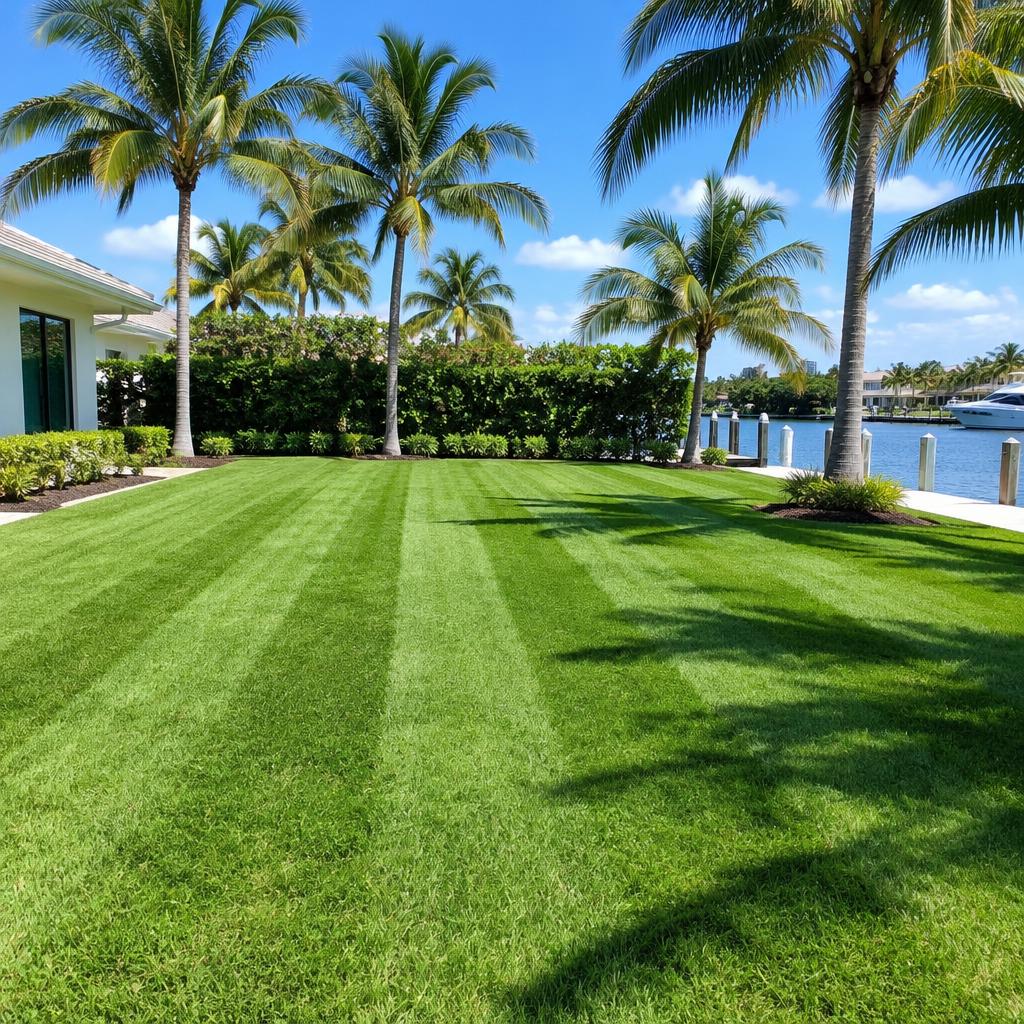 Striped lawn mowing in Miami